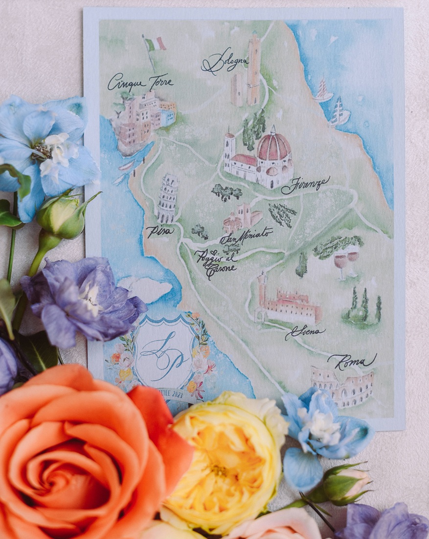 Illustrated wedding stationery Paolo Cicognani